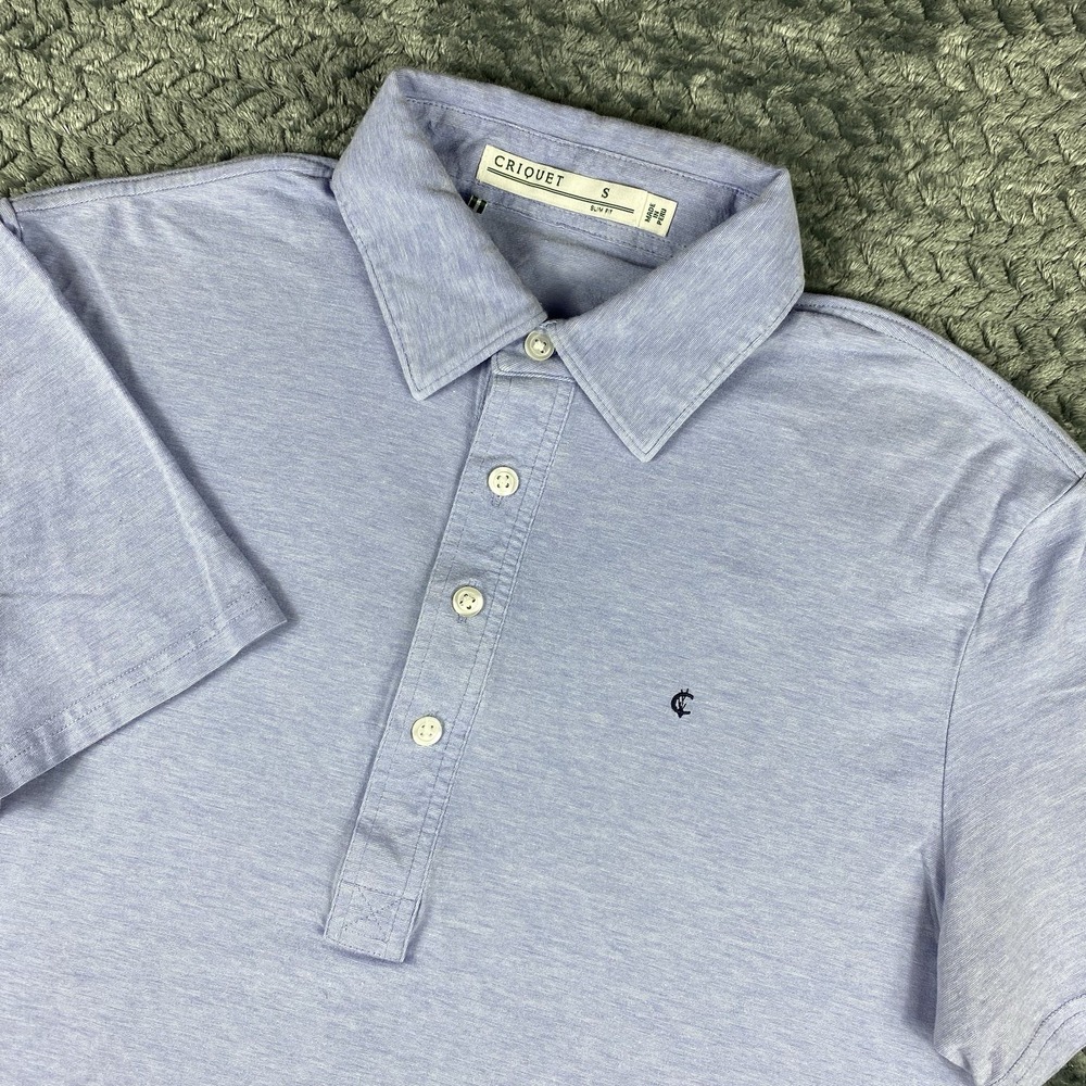 Criquet Men's S Players Polo Shirt Purple Heathered Stripe Organic Cotton Golf